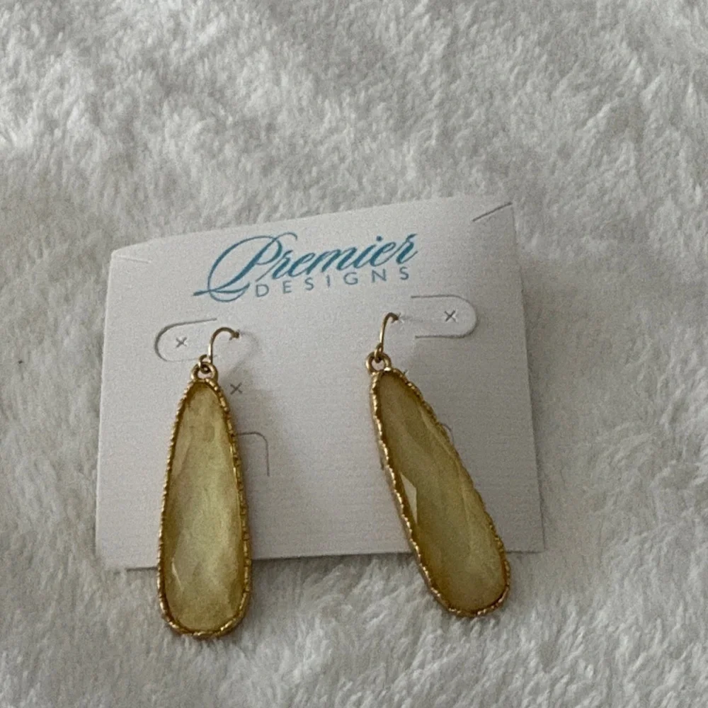 Premier Designs Gold and Cream Drop Earrings